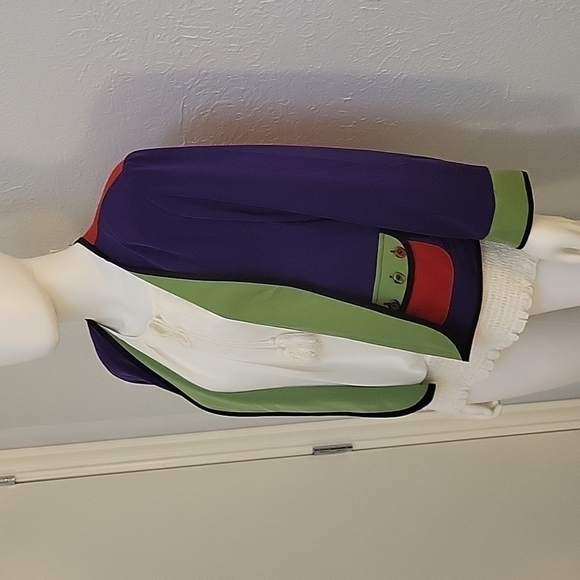 VTG LUCIA 1980s Colorful Long Sleeve Open Front Color Block Blazer - Picture 2 of 7